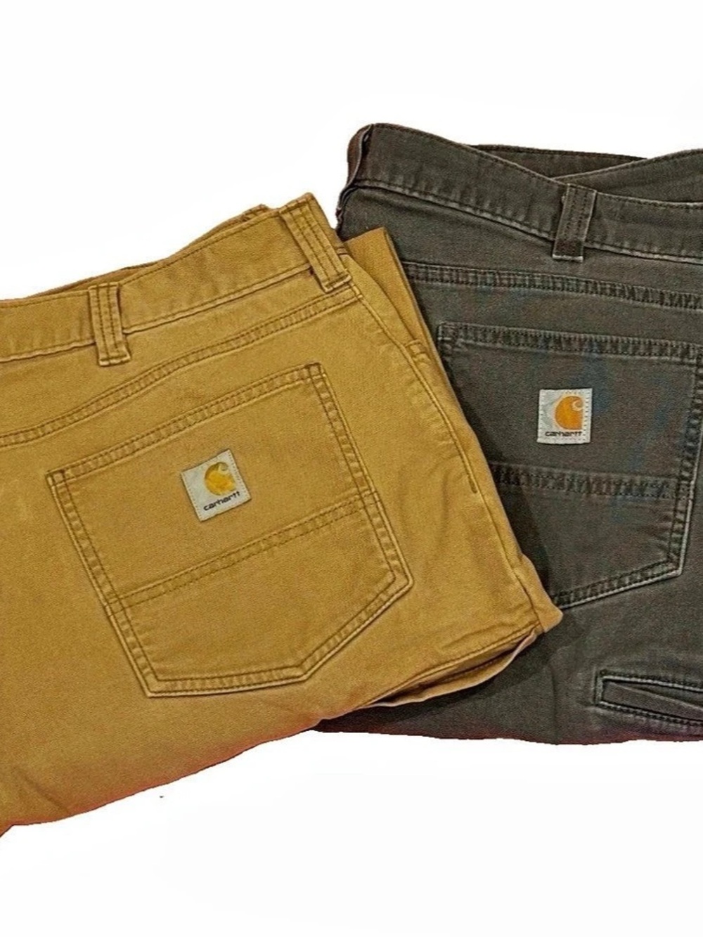 Two Carhartt Rugged Flex Relaxed Fit 5-Pocket Work Pant Brown & Gray Waist 40